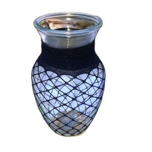 FISHNET Glass Vase Handcrafted Unique 8 x 5 inches